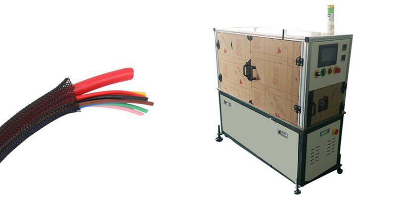 machine to wrap-around/install braided sleeving for wires