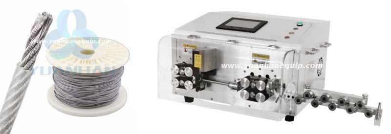 coated steel cable cutting and stripping machine