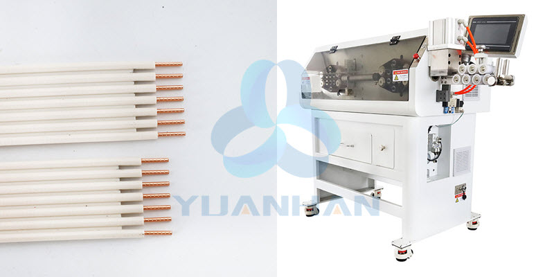 Flat cable cutting slitting and stripping machine