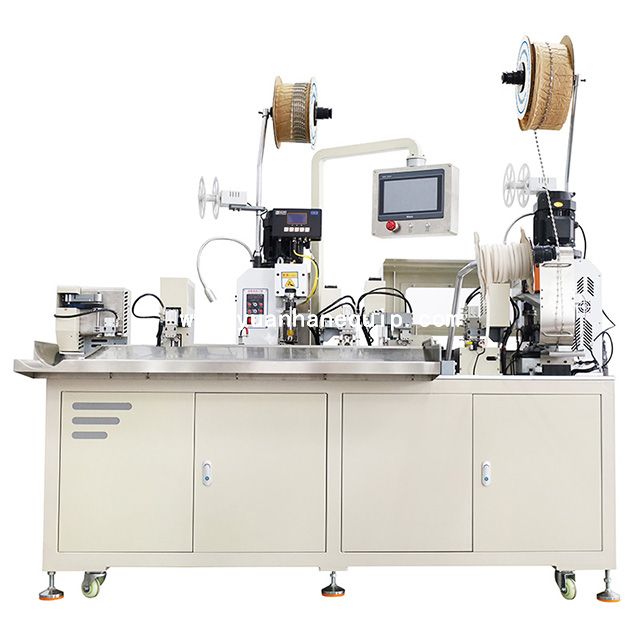 Cable Two Sides Crimping and Protective Sleeves Inserting Machine