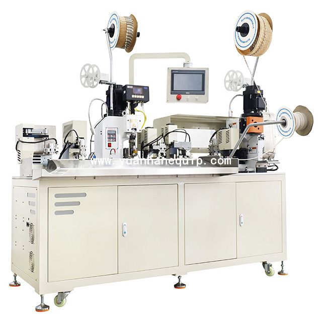 Cable Two Sides Crimping and Protective Sleeves Inserting Machine